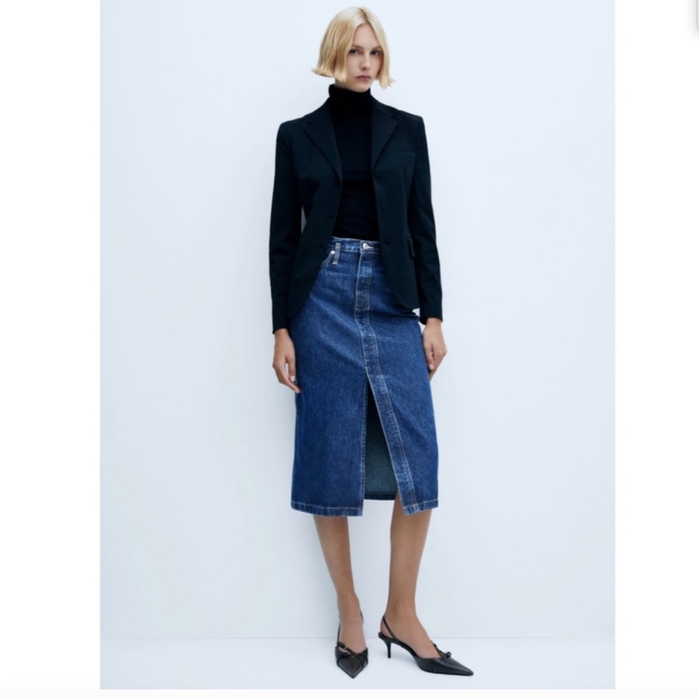 Mango Denim Midi Skirt - Size S